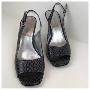 Tahari Black Peep Toe Sling Back Pumps Size 8.5